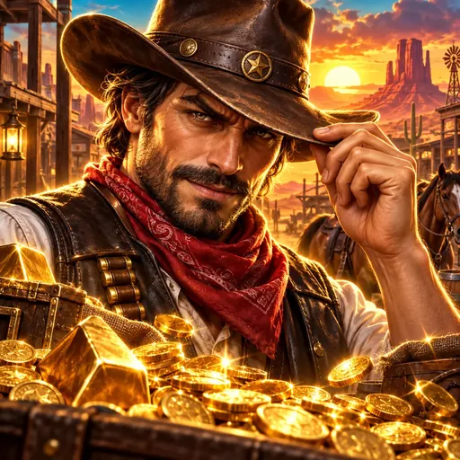 Bandit Bust wild-west pokie cover art with playing-card symbols