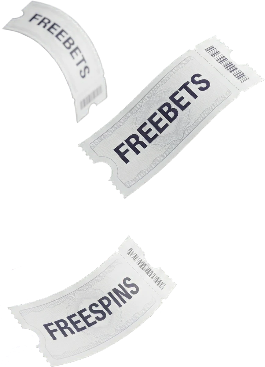 Free bet and free spin tickets shown as bonus vouchers