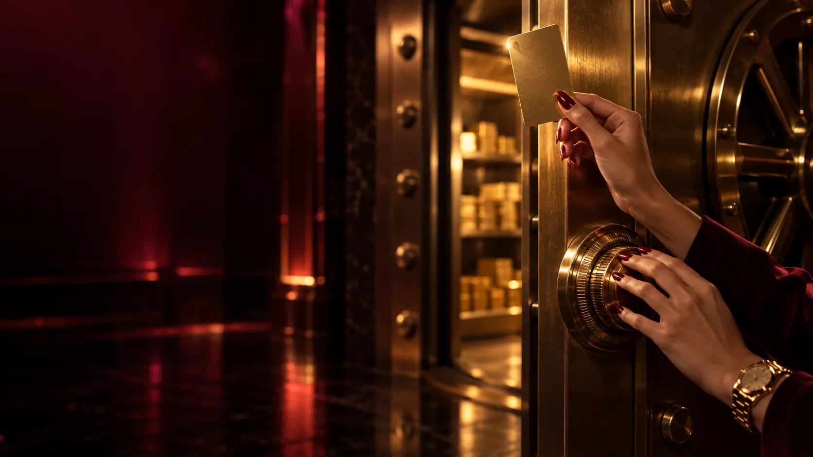 Hands holding a vault keycard, symbolic of signing in securely at Here2Win Casino