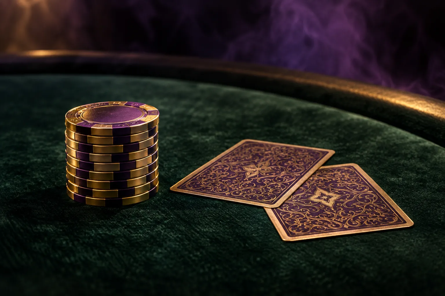 Detail of a casino card table echoing the mechanics behind Here2Win Casino's jackpot and Megaways pokies